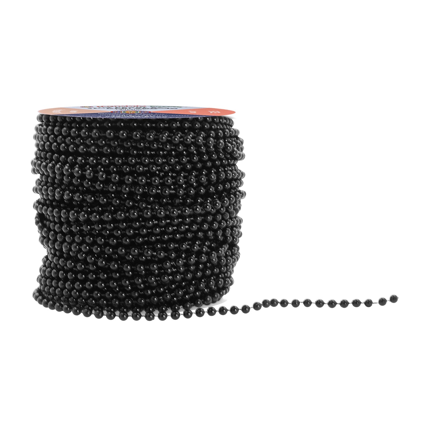 Mandala Crafts Faux 4mm Black Pearl Beads Chain Roll – 44 Yards Pearls Garland Strand Strings for Wedding Decor, Floral Arrangements, Christmas Trees & Event Decorations