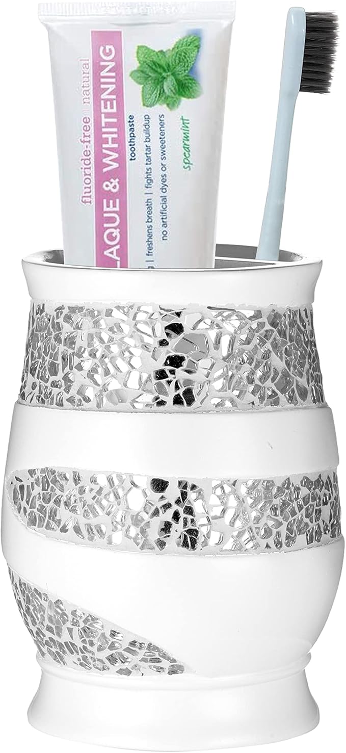 Zahari Home Sinatra Bath Tooth Brush Holder Modern Tooth Brush and Toothpaste Holder, White