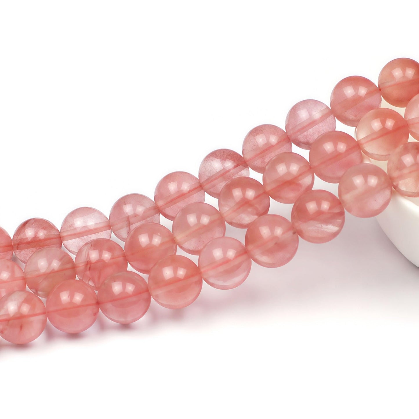 MJDCB Stone Beads Pink Crystal Round Loose Beads for Jewelry Making DIY Bracelet Necklace (10mm)