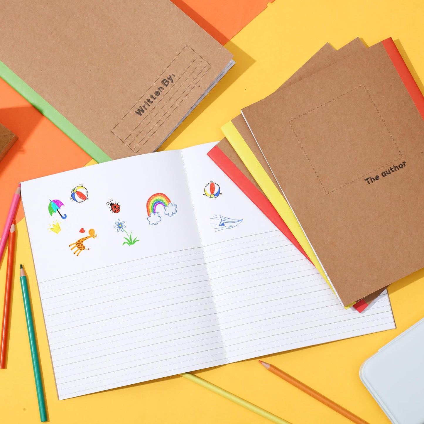Henoyso 40 Pack Primary Composition Notebook, 9-3/4" x 7-1/2", Kids Primary Journal, K-2 Writing Notebook for Kids Student Draw Write Story Journal Half Blank Books(Bright Color)