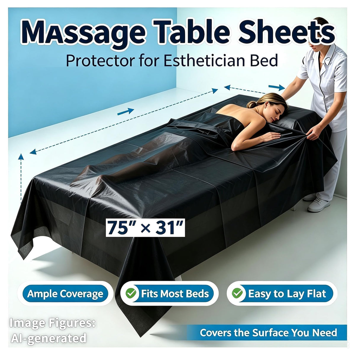50 PCS Massage Table Sheet Disposable Spa Bed Cover 75"x31" Oil (50 Count)