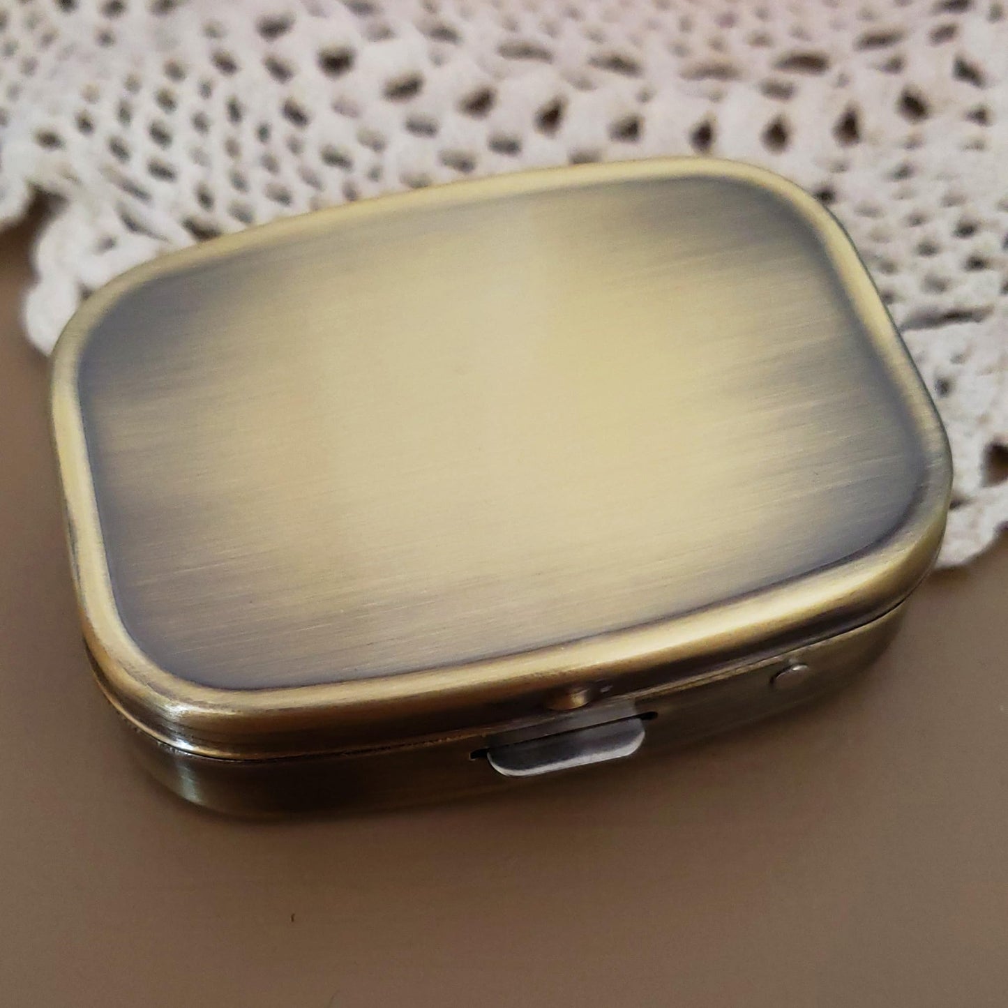 Classy Brass Pill Box - Decorative Pill Case with Gift Box - Carry Your Meds in Style (Rectangular)