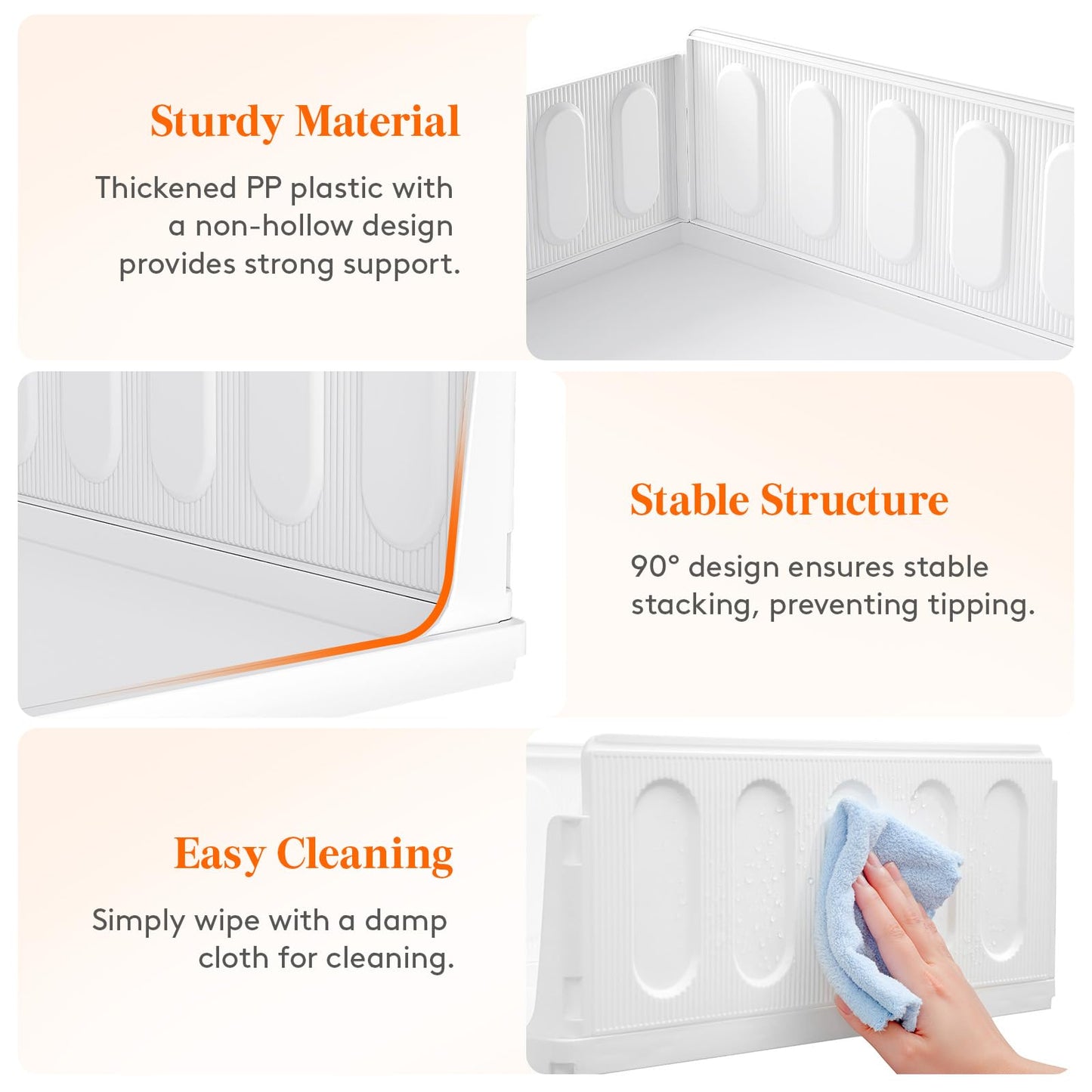 Lifewit 6 Pack Stackable Closet Organizers and Storage Basket for Clothes, Plastic Sweater Storage Bins for Wardrobe, Multifunctional Mounted Closet Systems for RV, Bathroom, Dorm, 32 cm/12.6 inch(L)