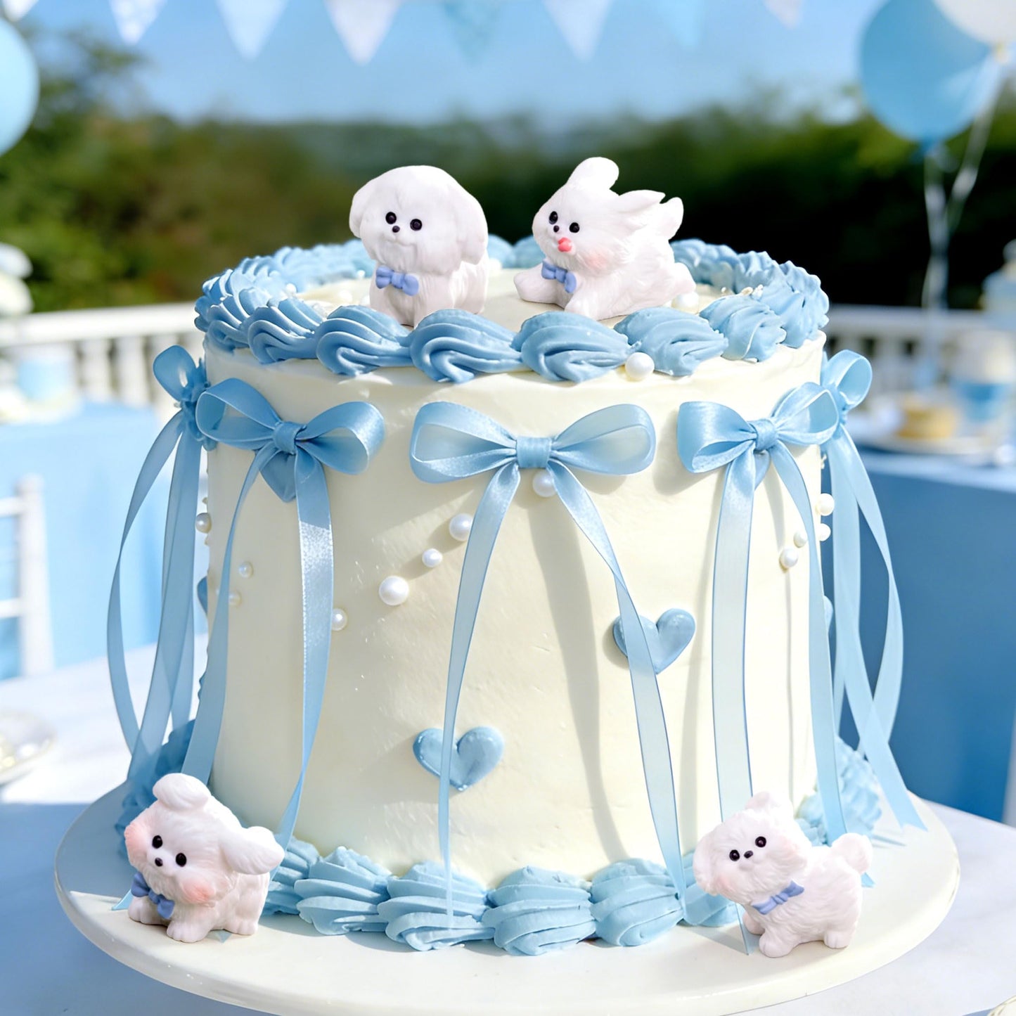 LaVenty Cute Puppies Cake Topper Cartoon Birthday Cake Decorations Figures for Birthday Party Decorations