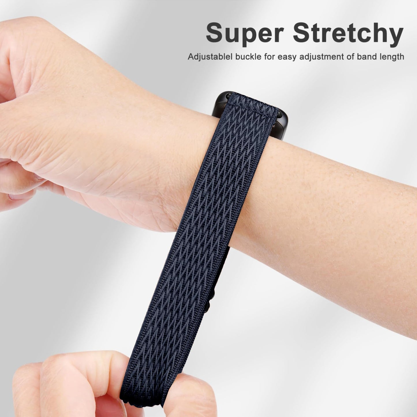 Tovimall 3 Pack ID208 Plus Smart Watch Bands for Fitpolo/Quican/Aeac/Tensky ID208 Plus Smartwatch, 22mm Elastic Nylon Replacement Wristband Adjustable Straps for man woman