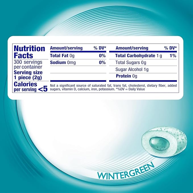 Mentos Pure Fresh Sugar-Free Chewing Gum with Xylitol, Wintergreen, Bulk, 50 Count ( Pack of 6)