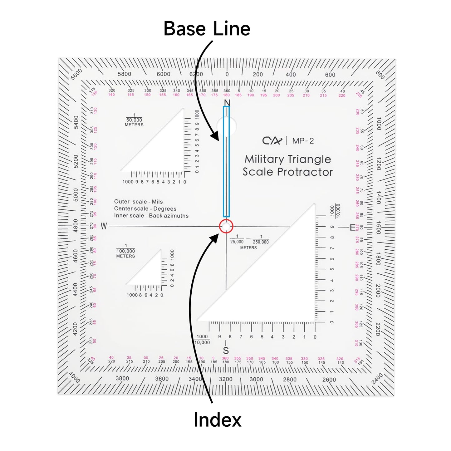 CYA Military Map Protractor Coordinate Scale Map for Land Navigation, Military Style UTM/MGRS Coordinate Scale