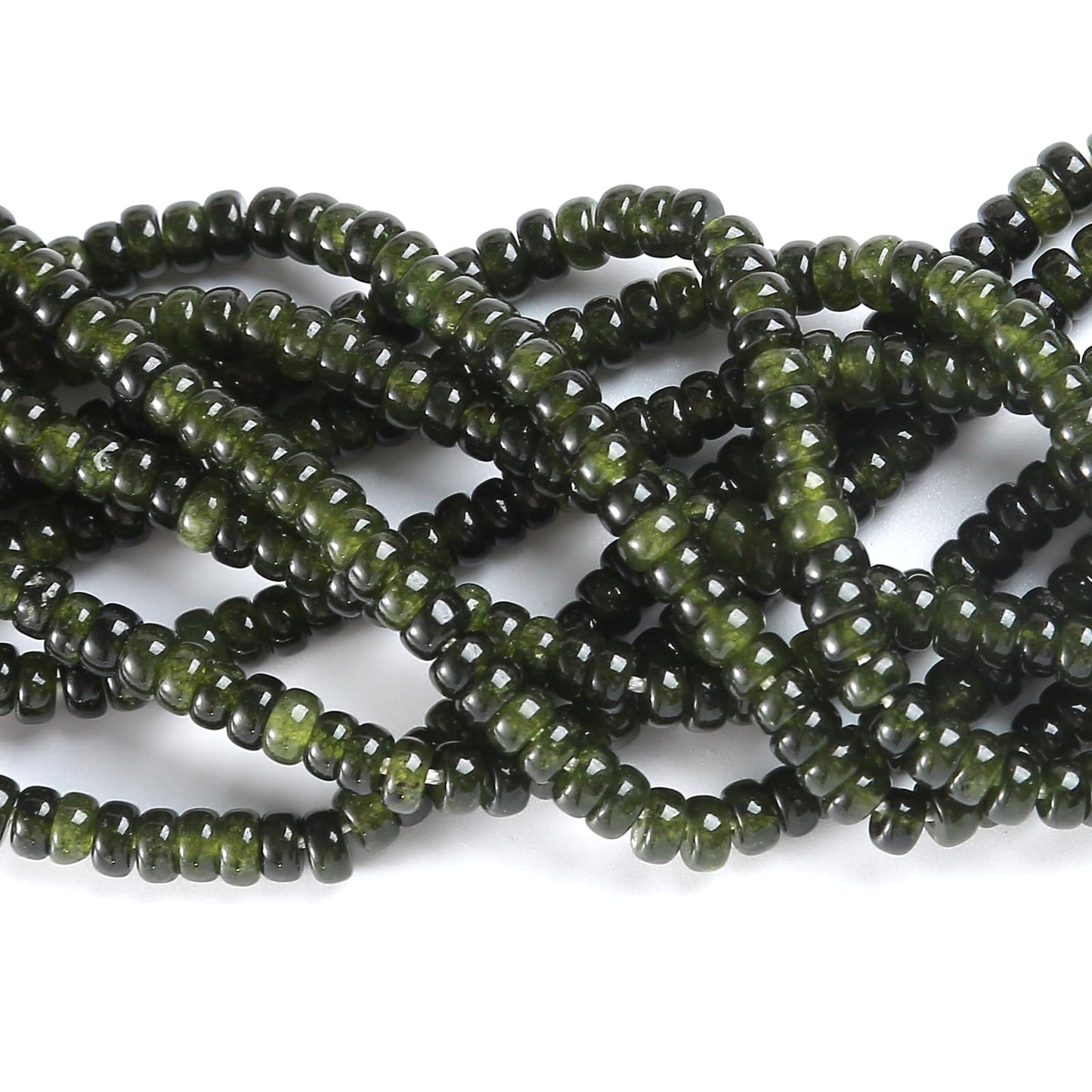 150PCS 2x4mm Natural Green Garnet Jades Stone Rondelle Beads Abacus Disk Stone Beads Round Loose Spacer Gemstone for DIY Bracelet Necklace Jewelry Making