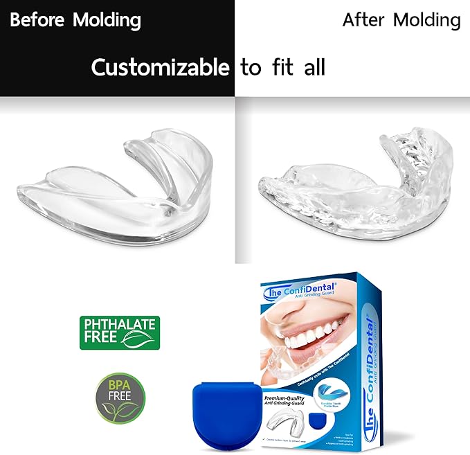 The ConfiDental Mouth Guard for Teeth Grinding and Clenching - Moldable Dental Nightguard Protection for Moderate Grinding with Additional Heavy-Duty - 4-Pack (3 Regular, 1 Heavy-Duty)