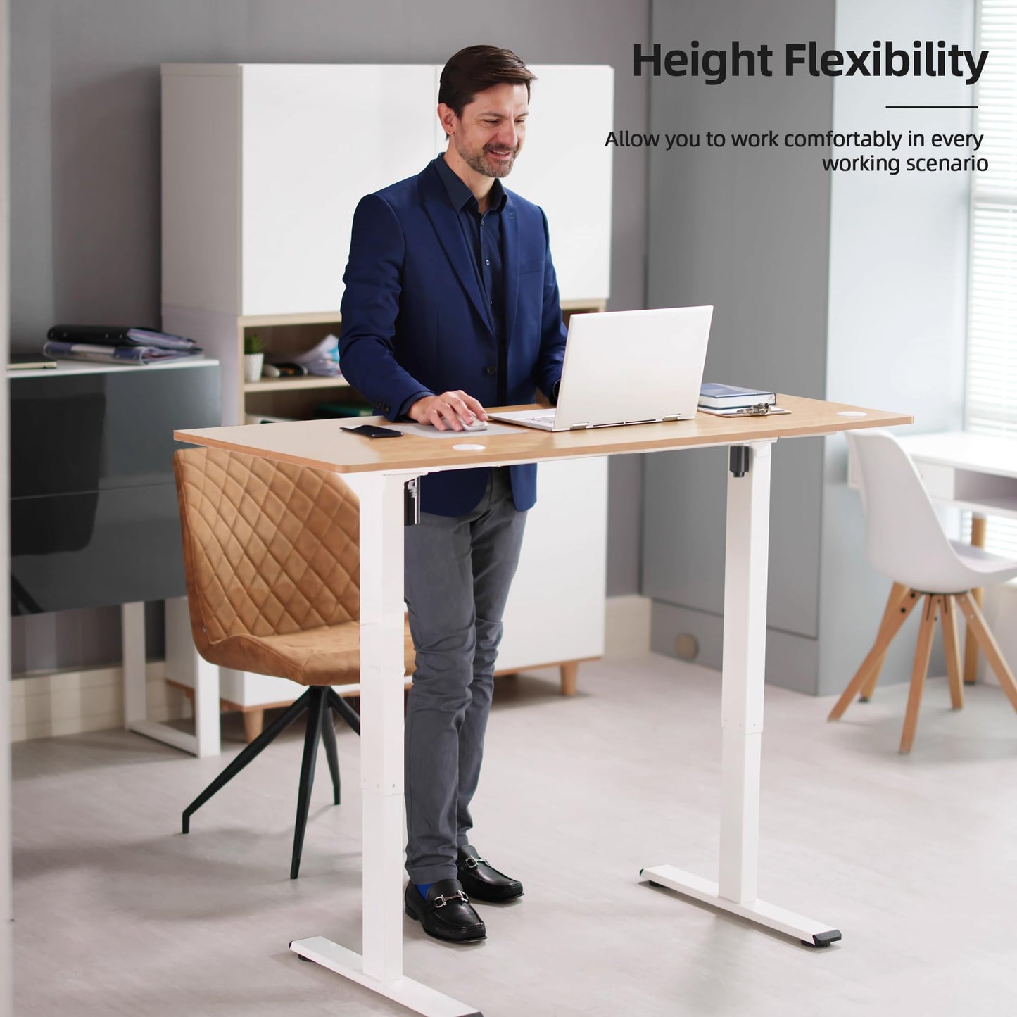 PiomuDek Standing Desk Frame with 330lbs Powerful Dual Motor, Electric Adjustable Height Computer Table Legs, Sit Stand Up Desk Base with Memory Controller, for Home Office, White,ED04NW (Frame Only)