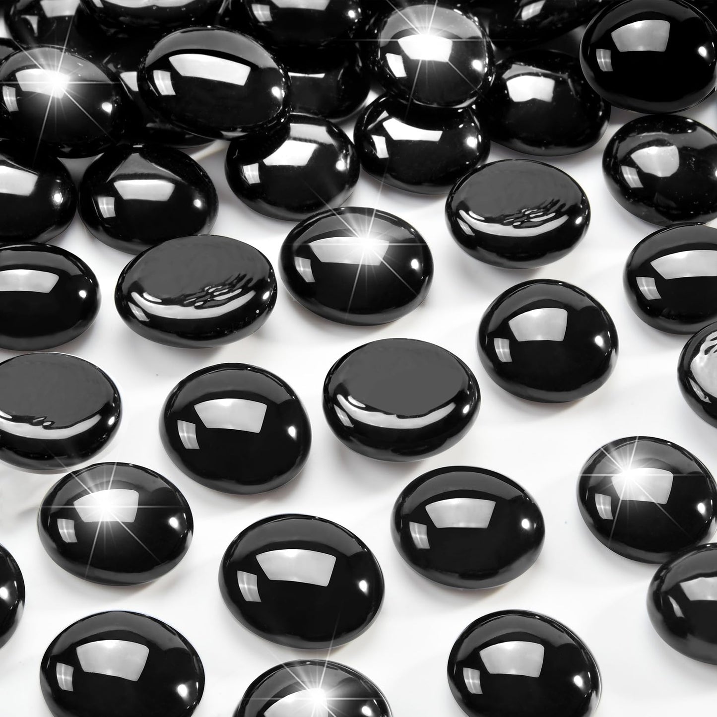 RUOJAS 10 Pounds Onyx Black Fire Glass Beads 3/4 Inch Firepit Gems for Fire Pit Table, Fireplaces, Fire Bowl, Garden Landscaping & DIY Crafts