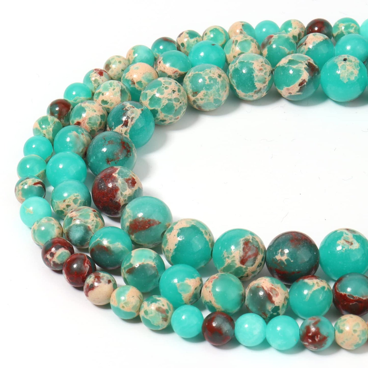 45pcs 8mm Natural Stone Beads Green Snakeskin Jasper Beads Energy Crystal Healing Power Gemstone for Jewelry Making, DIY Bracelet Necklace