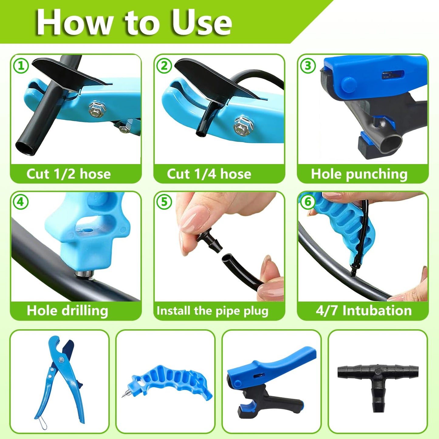Foinco Drip Irrigation Hole Punch Tool, 2in1 Precision Sprinkler Hose Cutter, 3Pieces, Fits 16/20/25mm PE Pipe