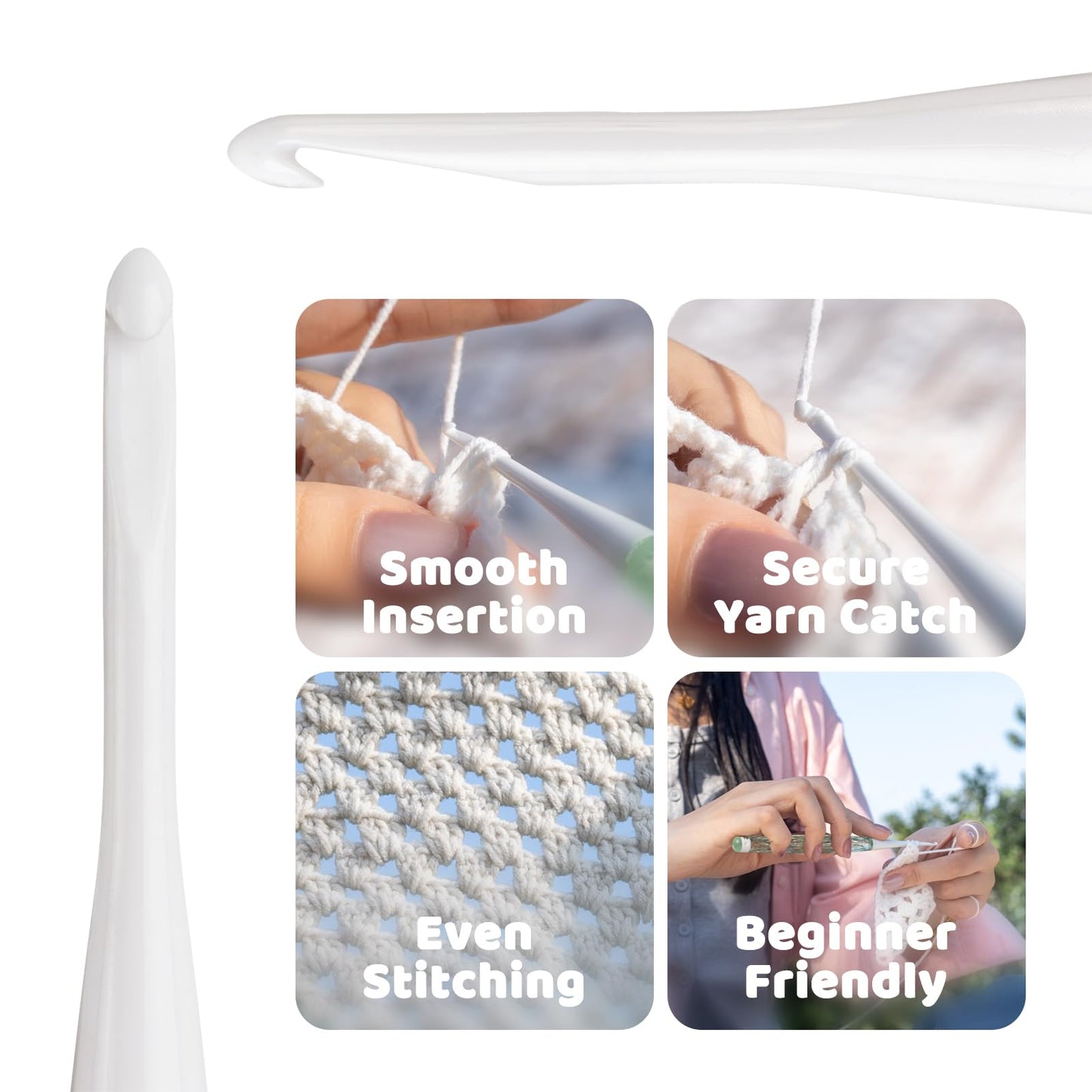 Ruidi 8 Pcs Crochet Hooks Set,High Quality Colored Crystal Handle Crochet Set，(2.5mm，3.0mm,3.5mm,4.0mm,4.5mm,5.0mm,5.5mm,6.0mm)
