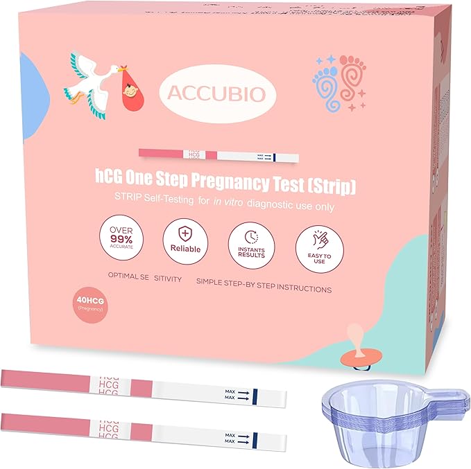 Pregnancy Test Strips with Urine Cups, hCG Detection Home Pregnancy Test, Sensitive & Over 99% Accurate, 40 Count Individually Wrapped, Rapid Pregnancy Tests Kit 5mm Wider 25mIU/mL