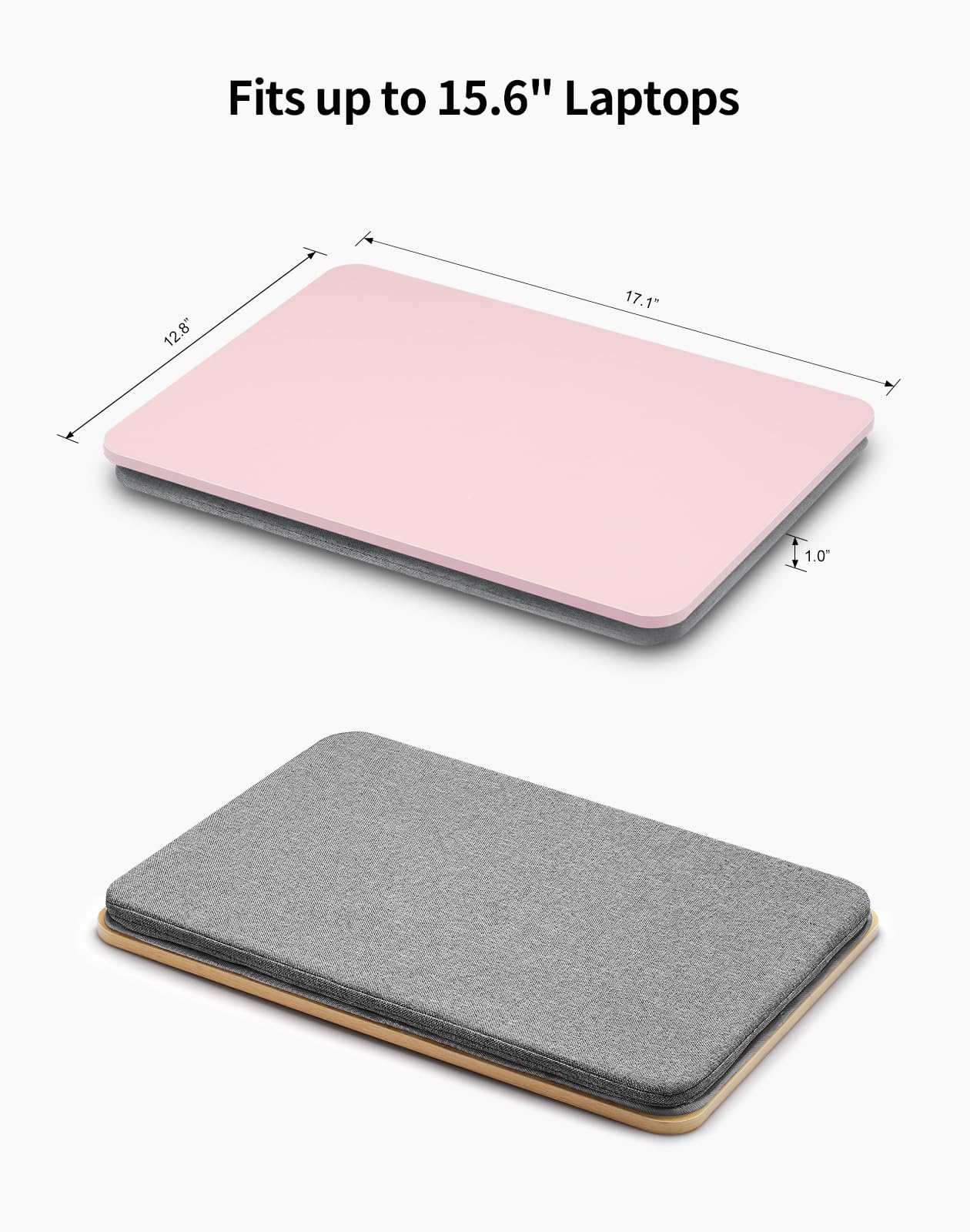 ZEAPTAC Portable Lap Laptop Desk with Pillow Cushion, Fits up to 15.6 inch Laptop, Lap Stand for Bed & Couch & Carpet, Book Tablet/Drawing Board/Computer Laptop Stand - Pink
