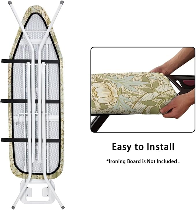 ZCFYGDX William Morris Prints Ironing Board Cover Easy Install St&ard Size with Elastic Edge 3 Bottom Nylon Buckle Straps Breathable Ironing Decor Suitable for Wide Ironing Board House Decor Size-S