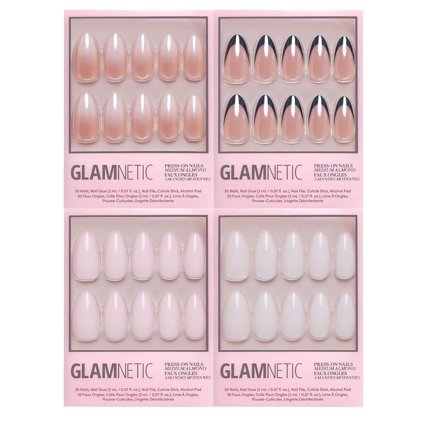 Glamnetic Medium Almond Press-On Nails Bundle -