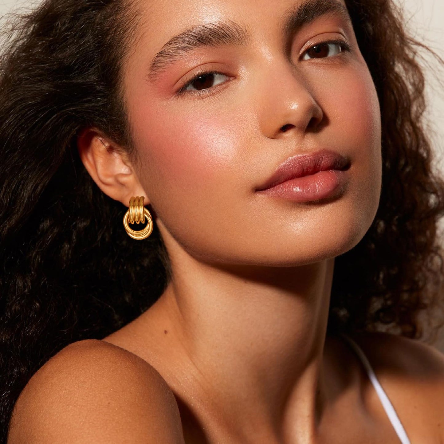 Gold Plated Knot Earrings for Women Chunky Gold Drop Dangle Earring Trendy Golden Knotted Link Earring Jewelry