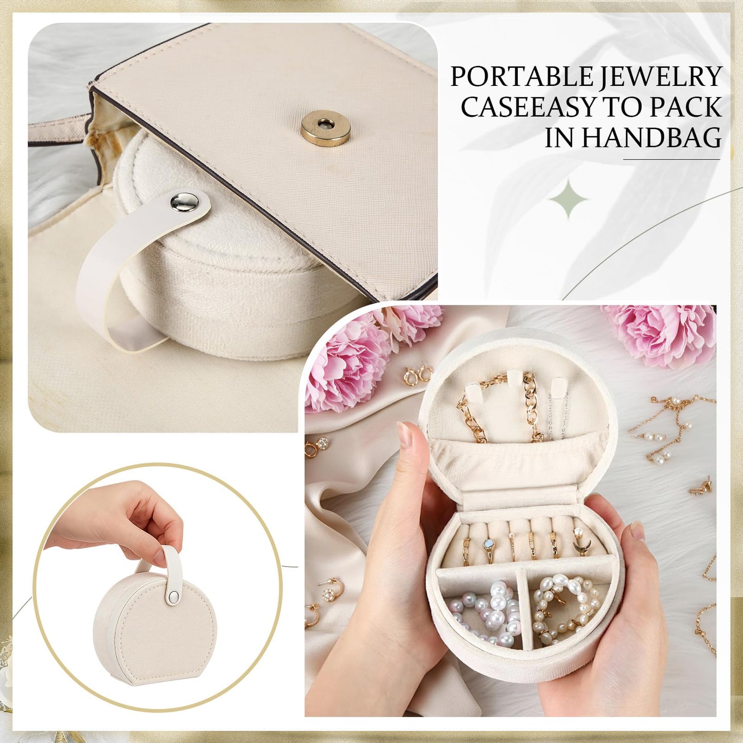 Weysat 8 Pack Velvet Travel Jewelry Case Bridesmaid Gifts Box Small Earring Storage Organizer Women Proposal Wedding Gifts(White)