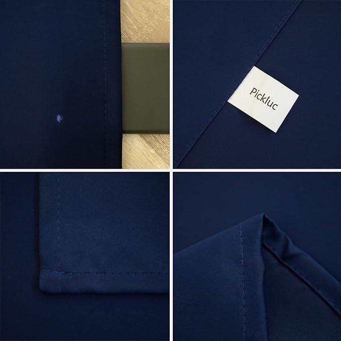 Pickluc 24 Inch Long Tier Curtains for Small Window Treatment, Short Blackout Curtain with Rod Pocket - Half Window Curtains for Kitchen, Cabinet, Basement, Camper, 2 Panels, Navy, 30 Inches Wide?€?
