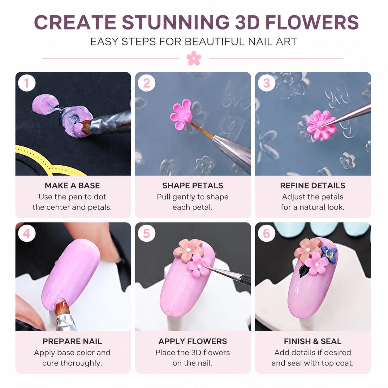 AeSiliFlex 36Pcs 3D Silicone Resin Molds Kit - Nail Art Molds for Nail Charms, Mini Silicone Molds Leaves Flower Animals Templates