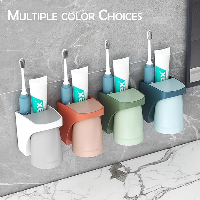 Toothbrush Holder Wall Mounted Suction Cup Set, sgzscl Bathroom Storage Organizer Space Saving for Family Members Father Mother and Son/Daughter (Noblewhite)