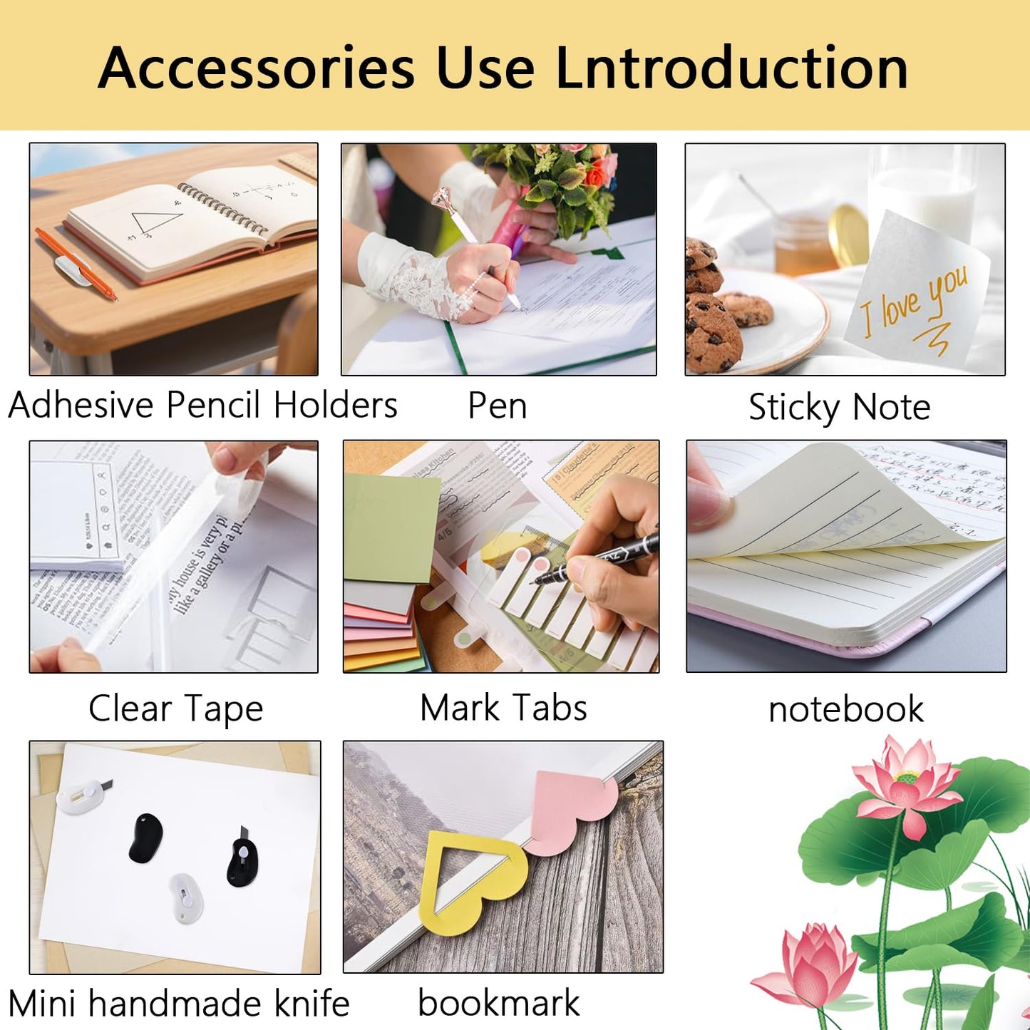 Office Supplies,Desk Accessories,Desk Organizer,Stapler,Tape Dispenser,Folding Phone Holder,Scissors,Notebook,Staple Remover,Staples,Clear Tape,Sticky Notes,Paper Clips,Bookmark,Pen,Pen pals Ect.27pcs
