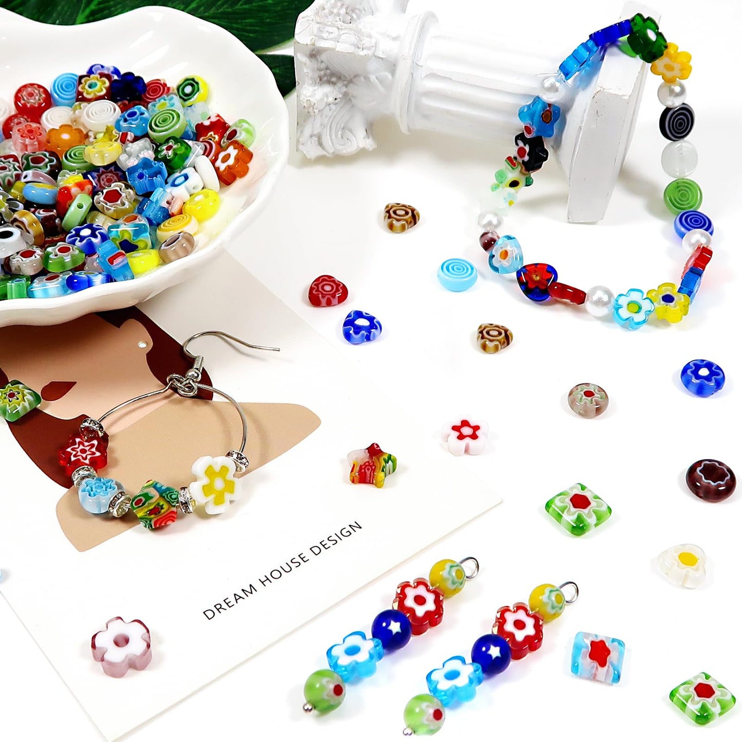 TOAOB 180pcs Assorted Lampwork Beads 8mm Glass Loose Spacer Beads for DIY Crafts Jewelry Making Bracelets Necklaces