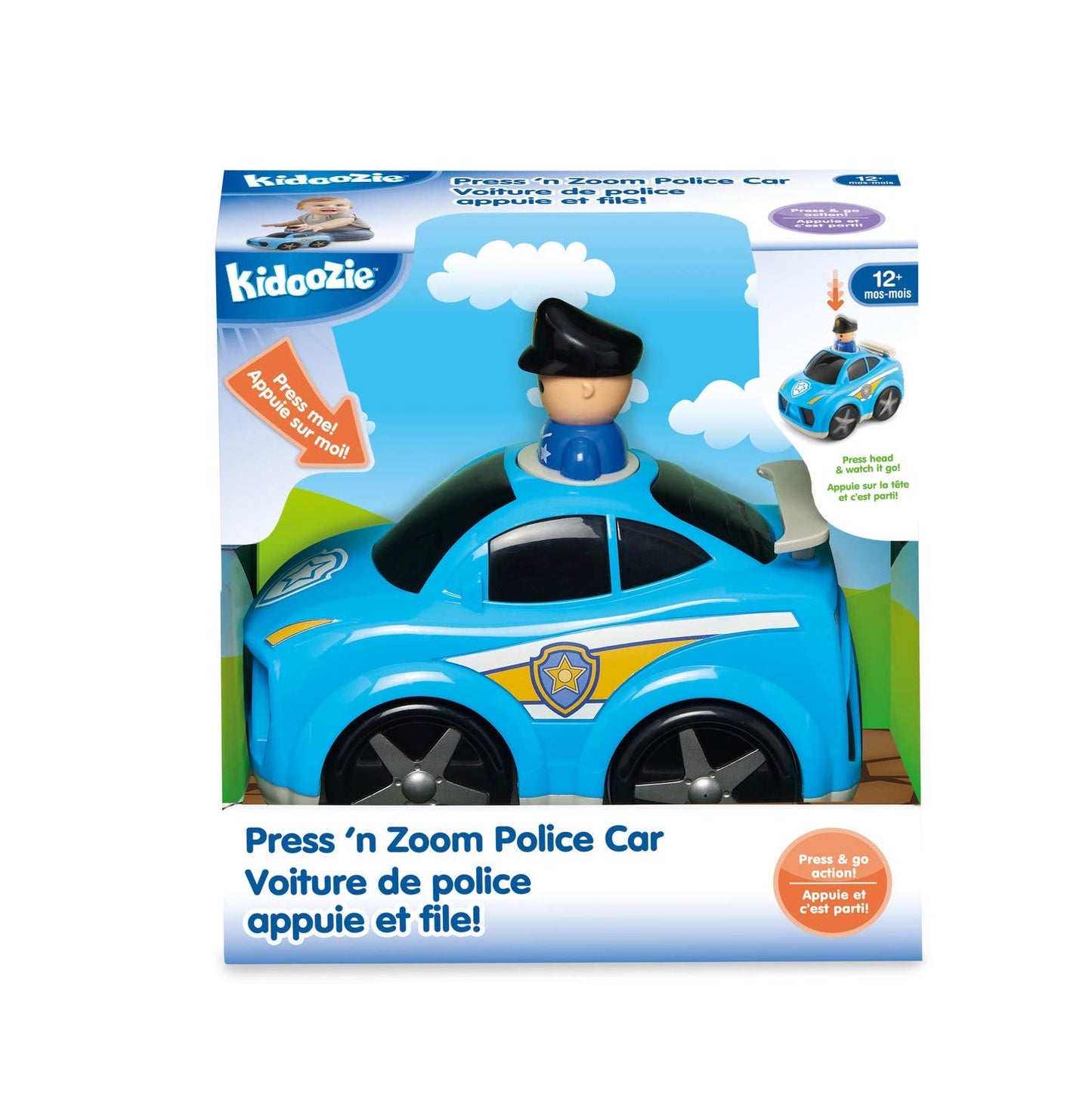 Kidoozie Press ‘n Zoom Police Car - Developmental Activity Toy for Toddlers Ages 12 Months and Older - Great for Fine Motor Skills and Visual Development!
