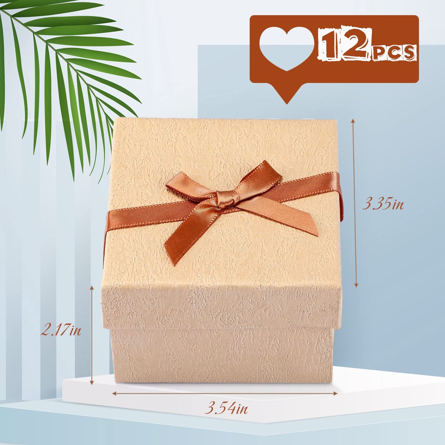 Jexine 12 Pieces Father's Day Gift Boxes for Dad Men 3. 5 Inch Necklace Earring Ring Box Bow Cardboard Jewelry Watch Holder with Velvet Insert Lids for Keychain