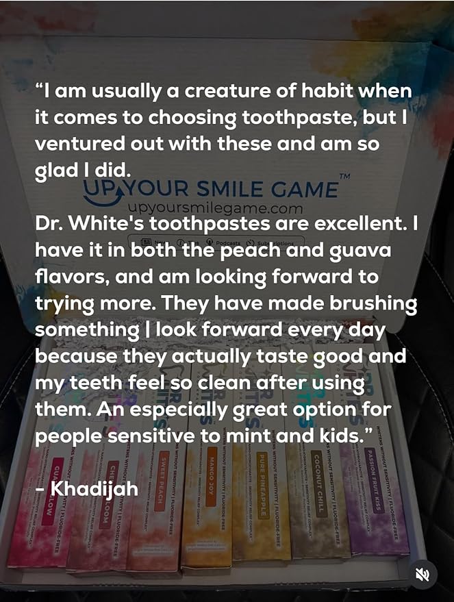 Dr. White’s Fluoride-Free nHA Toothpaste; Dentist-Formulated, Nano Hydroxyapatite + Xylitol, Sensitivity Relief Complex™, Mint-Free, Enamel Safe, Swallow-Safe (3.5 Oz, Sweet Peach)