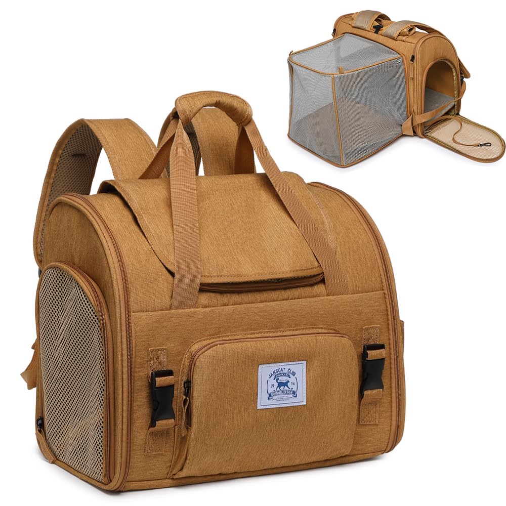 Pet Backpack Carrier for Small Dogs Medium Cats, Puppies,Breathable and Collapsible Design, Portable Travel Bag for Bearded Dragon,Rabbit Cage (Purple, Large)