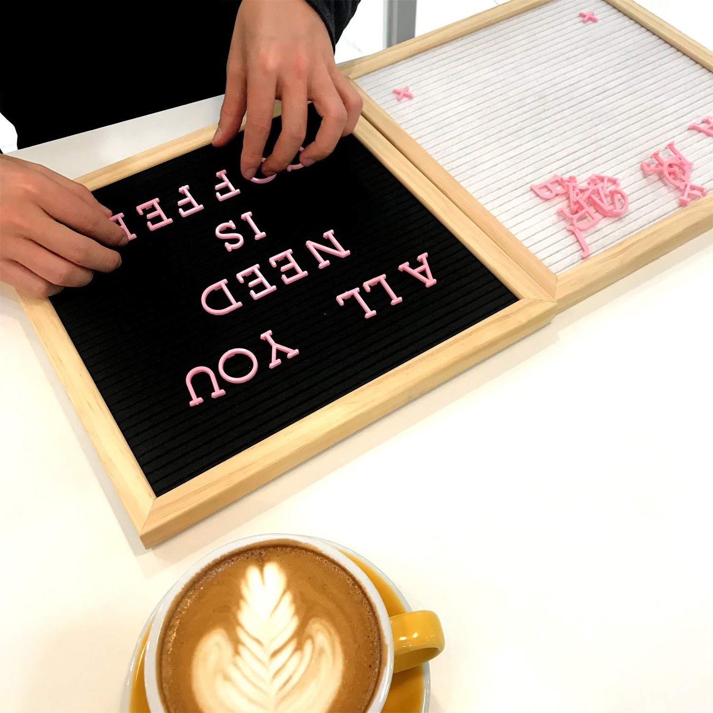 Changeable Letter Board with 190 Letters - 1" Pink Felt & Plastic Message Board
