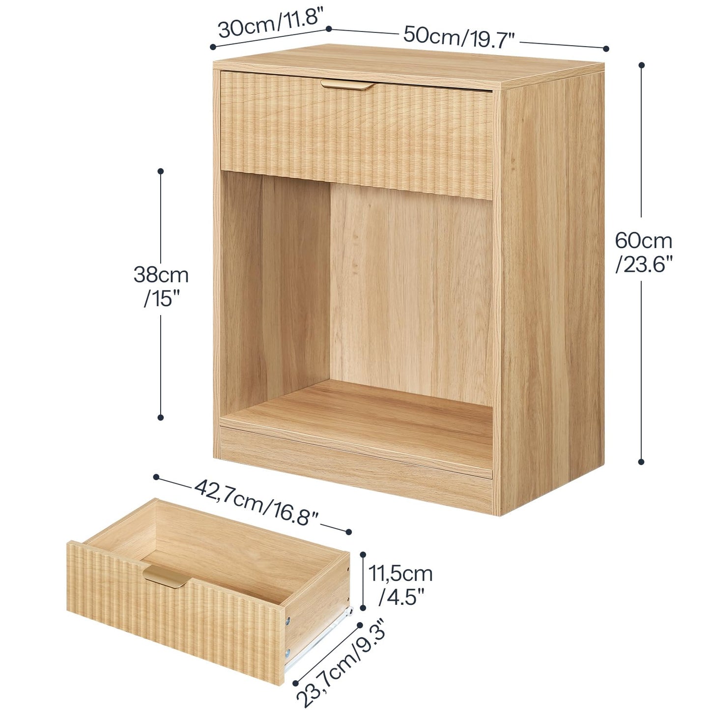 HOOBRO End Table and Nightstand Bundle, Sofa Table for Small Spaces, Modern End Table with 1 Drawer and 1 Open Compartment, DW09BZ01-NL208BZ01