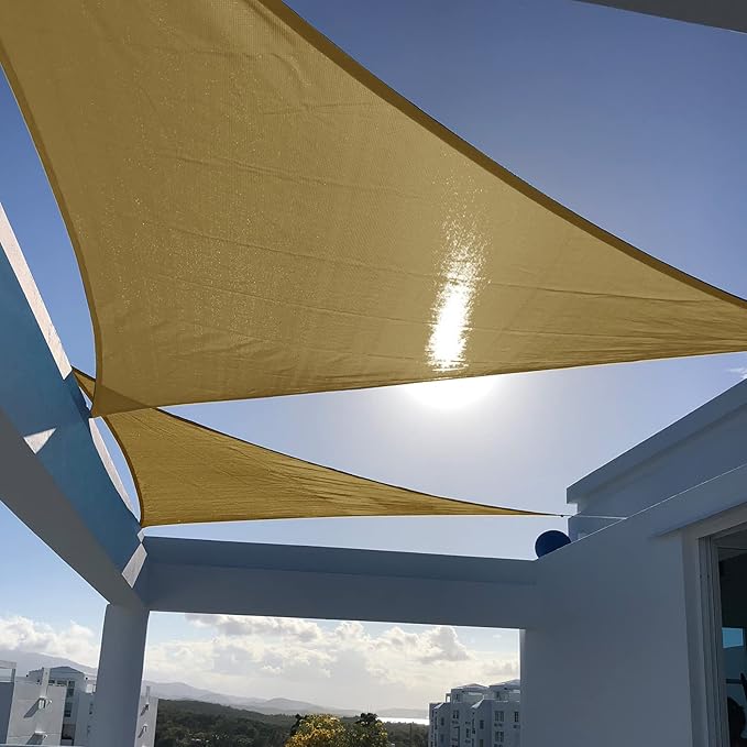 SUNNY GUARD Sun Shade Sail 20'x20'x20' Triangle Sand UV Block Sunshade for Backyard Yard Deck Patio Garden Outdoor Activities and Facility(We Make Custom Size)