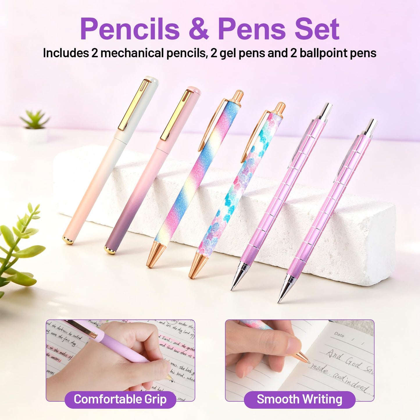 38PCS Cute Stationary Set Bible Journaling Kit with Password Lock Notebook, Pen Case, Mechanical Pencils, Gel Pens, Highlighters, Gift Box & Ballpoint Pens for Study Aesthetic School Supplies