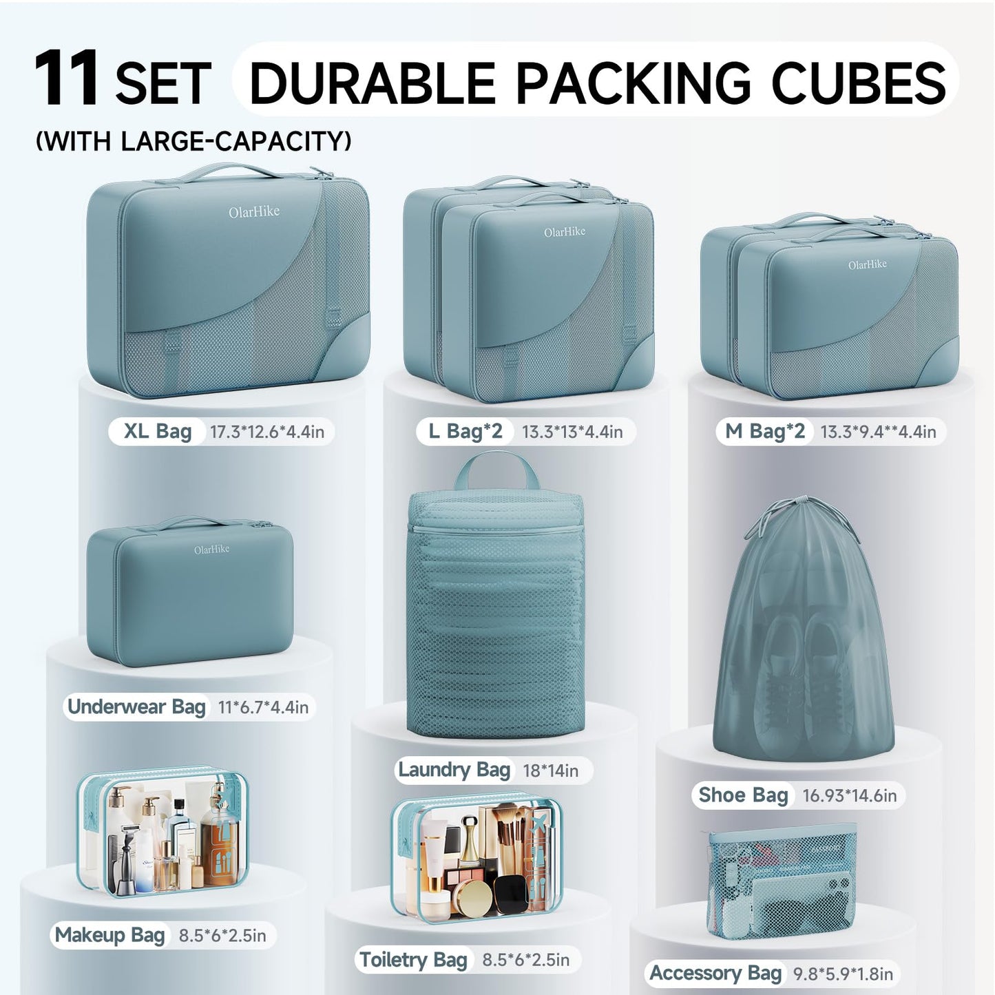11 Set Packing Cubes for Travel, Gifts for Women Mom,Anti-Tearing Suitcase Organizer,OlarHike Vacation Essentials & Accessories for Cruise Ship