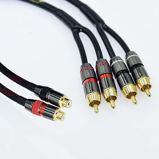 Arklove 7ft Shielded RCA Splitter Subwoofer Stereo Audio Video Cable 1 Female to 2 Male Dual Speaker Y Adapter Connector Extension Cord 24k Gold Plated(2 Pack)