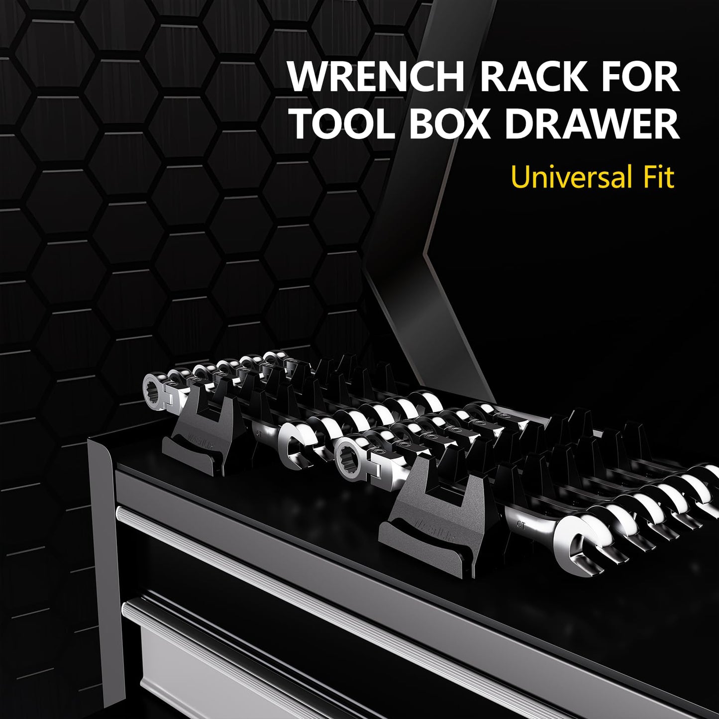 WAENLIR 48PCS Magnetic Modular Wrench Organizer Set-Tool Drawer Storage Rack with Metric&SAE Labels, Wrench Holder with Magnet, Perfect Tool Gift for Men, father, boyfriend, DIYers & Mechanics (Red)