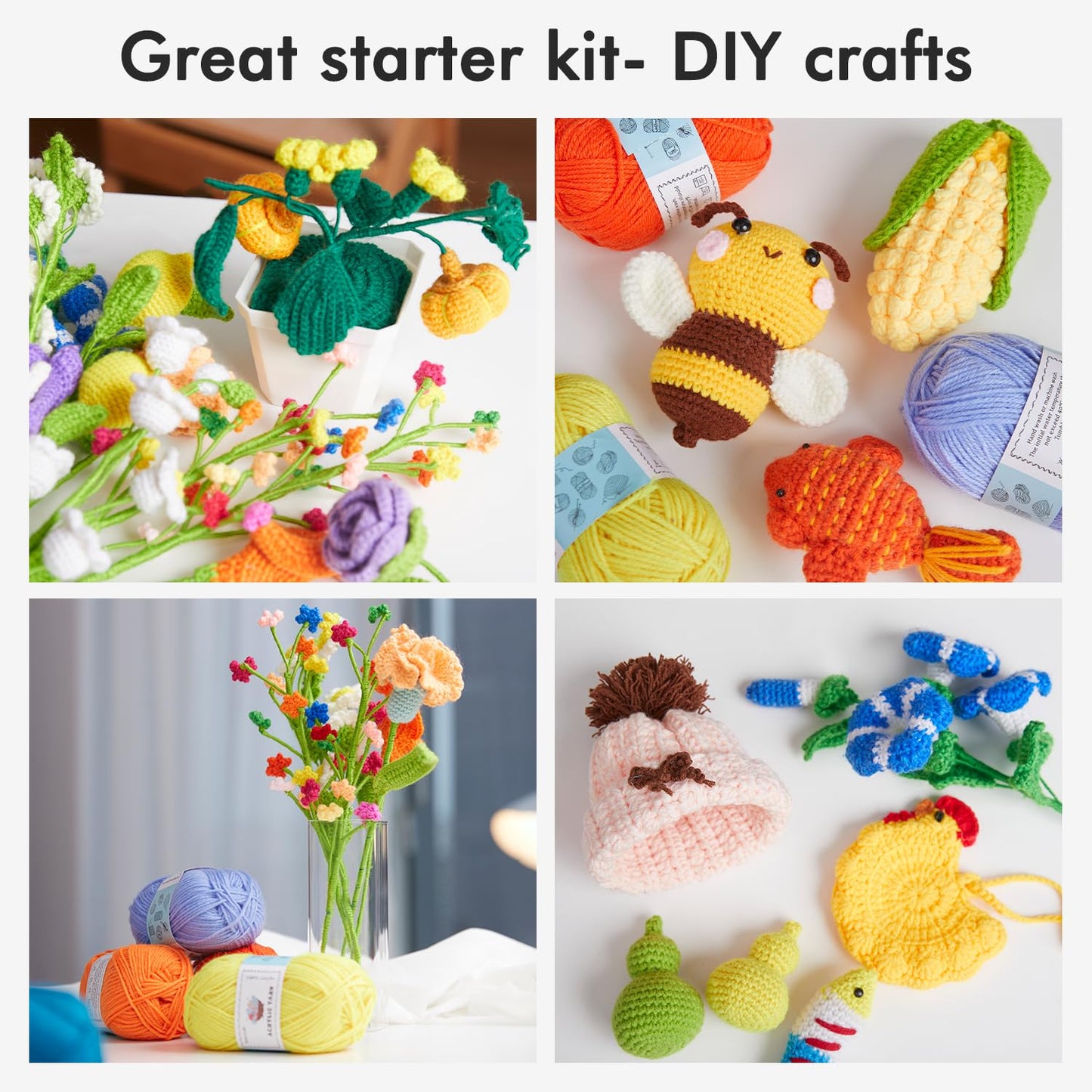 INSCRAFT Crochet Kit for Beginners Adults, 30 Acrylic Yarn Skeins 1650 Yards Yarn, 105 PCS Crochet Kit with Hooks Set,Includes Canvas Tote Bag, Ideal Starter Pack for Professionals