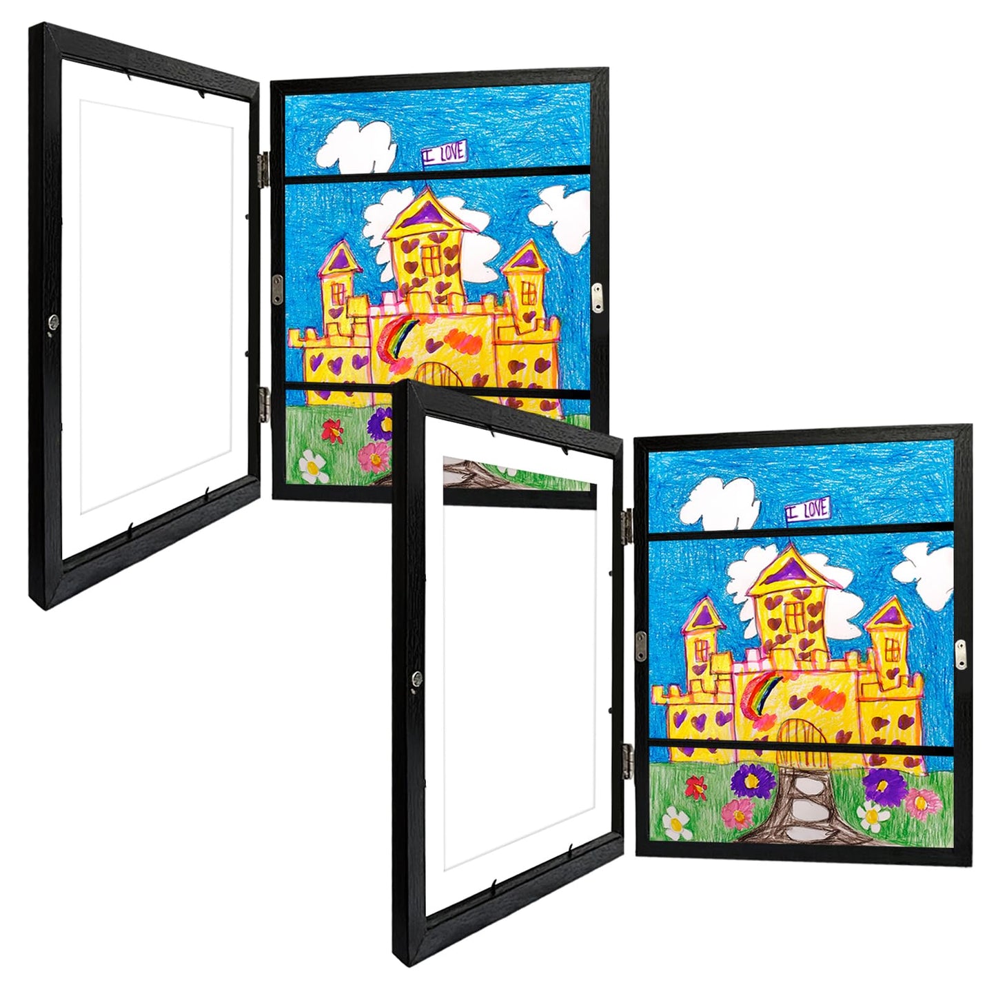 (2-Pack) Kids Art Frames Changeable, 8.5x11 Front Opening Kids Artwork Frames for Wall, Black Artwork Display Holds 150 Pcs for 3D Picture, Art Crafts, Hanging Wall Decor