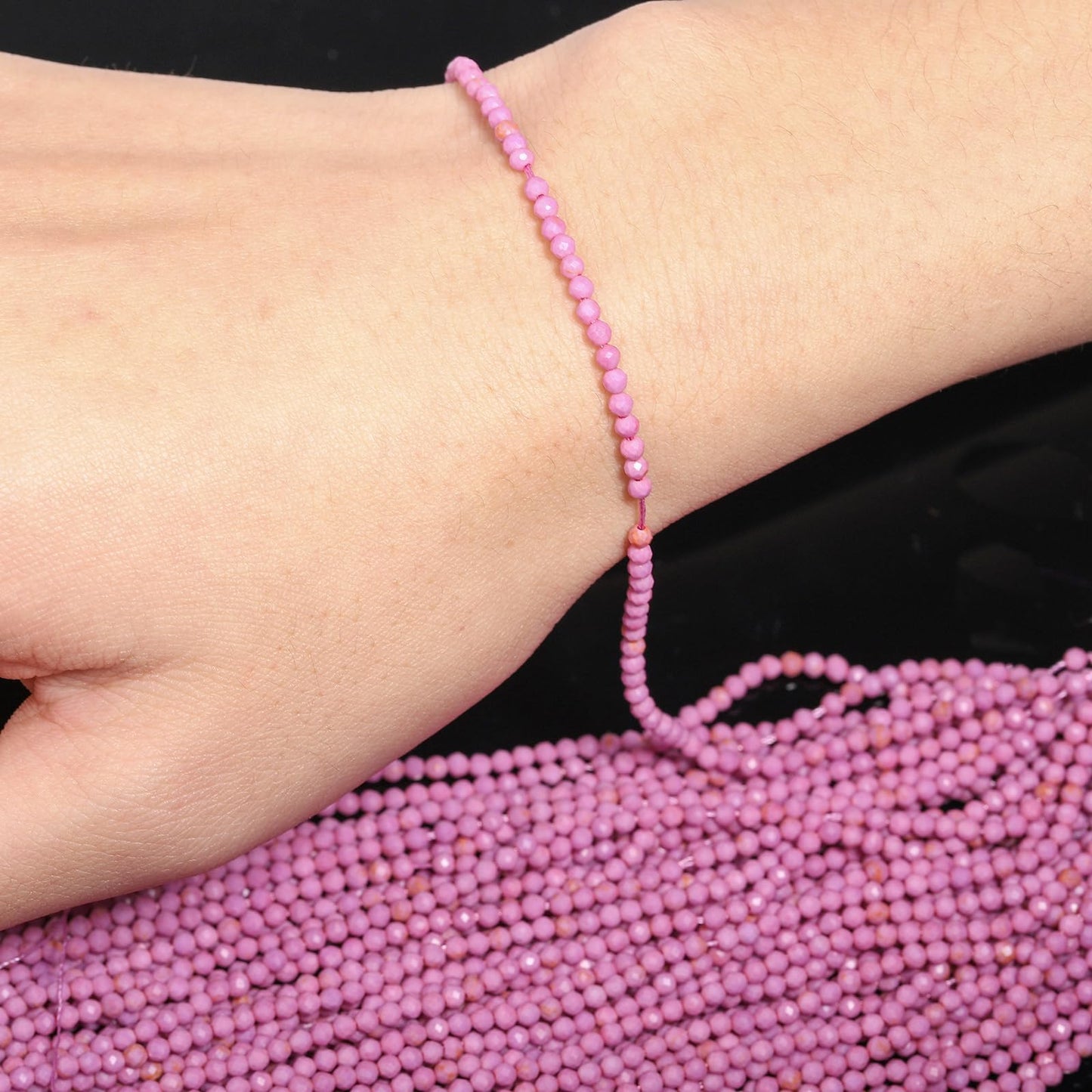 Song Xi 120pcs 3mm Natural Purple Mica Gemstone Beads Faceted Round Loose Stone Beads for Jewelry Making (1 Strand)