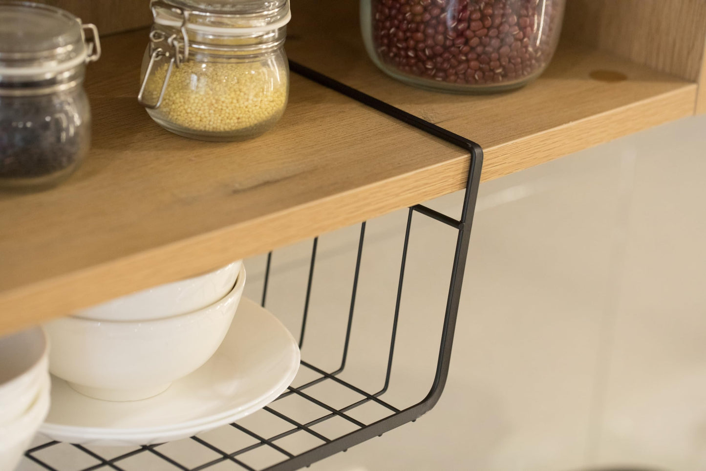 Hanging Under Shelf Metal Storage Basket, Set of 2