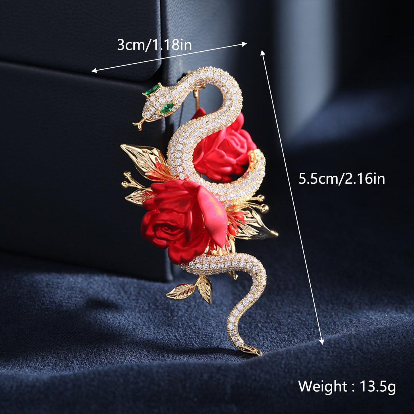 HETICA Women Animal Floral Brooch Pin Accessory Perfect as a Gift for Anniversary Celebrations, Parties, Or Everyday Wear (Snake-Rose)