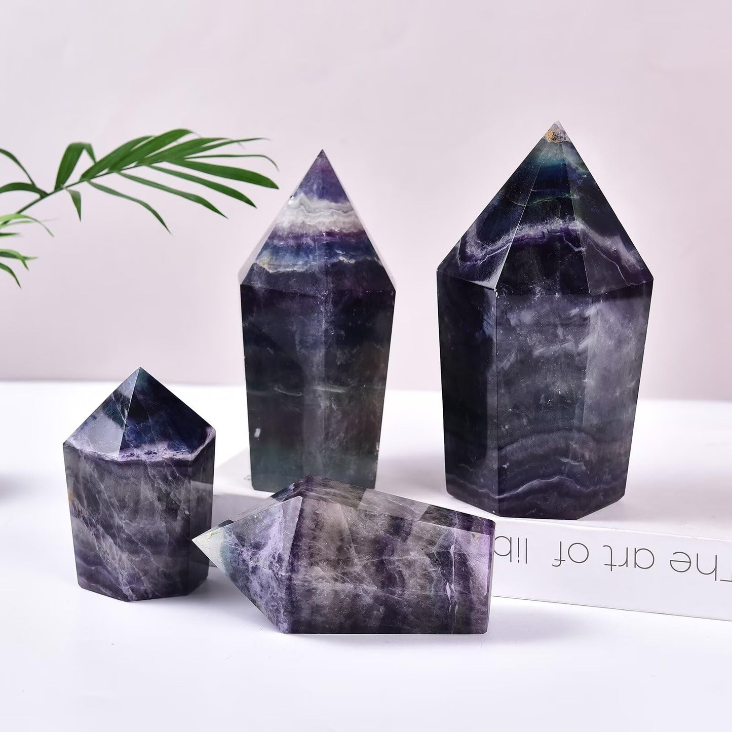 VIZYTOU Colorful Fluorite Stone Tower Obelisk Large Healing Crystal Rock Point Wand Reiki Healing Meditation Stone 1.1-1.7 LBS