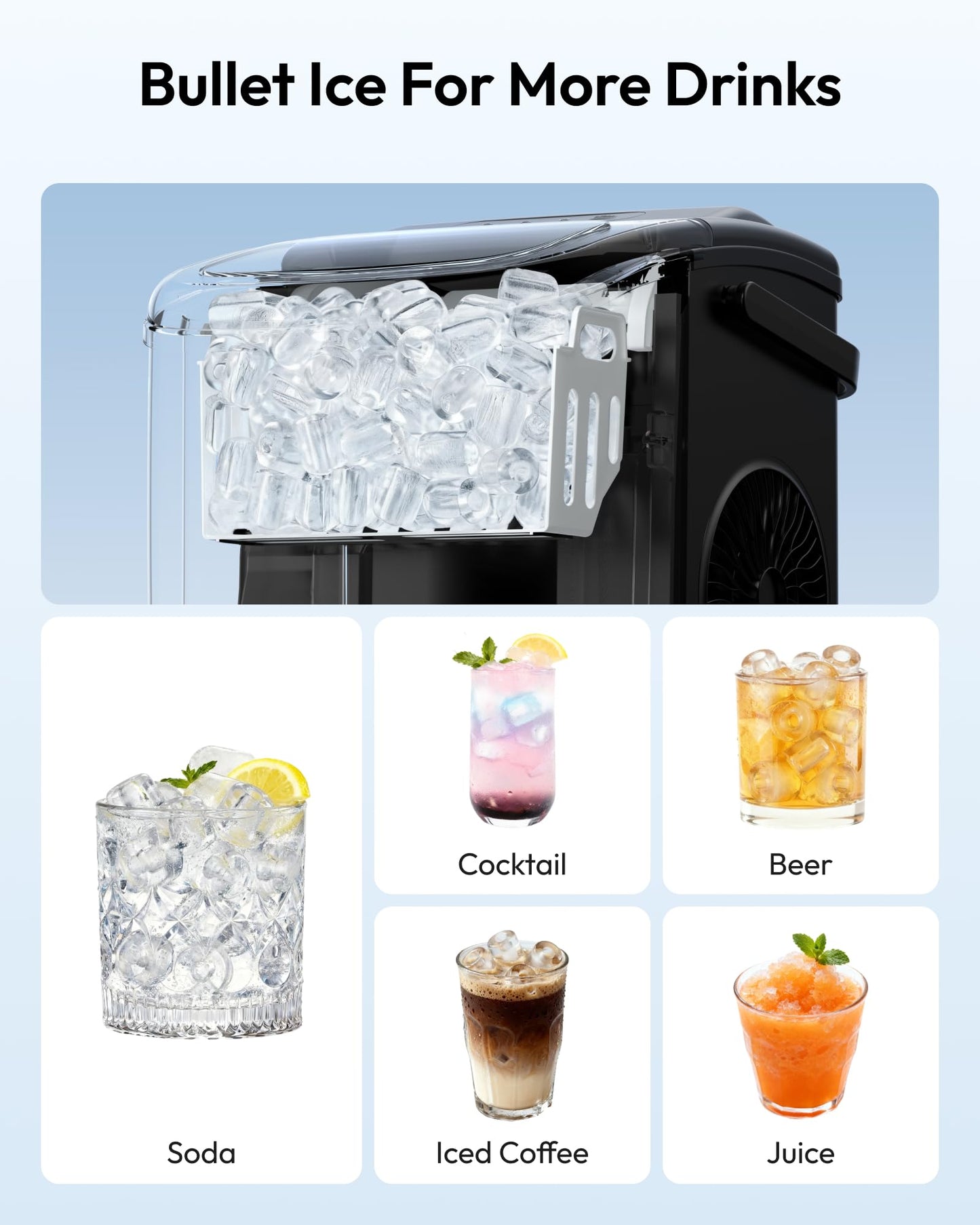 EUHOMY Countertop Ice Maker Machine with Handle, 26lbs in 24Hrs, 9 Ice Cubes Ready in 6 Mins, Auto-Cleaning Portable Ice Maker with Basket and Scoop, for Home/Kitchen/Camping/RV. (Black)