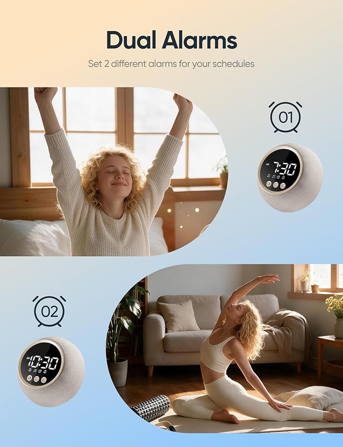 Sunrise Alarm Clock with Sound Machine, Wake Up Light, Dual Alarms