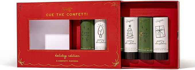 Biodegradable Christmas Confetti Poppers – 6 Pack Holiday Party Poppers & Stocking Stuffers