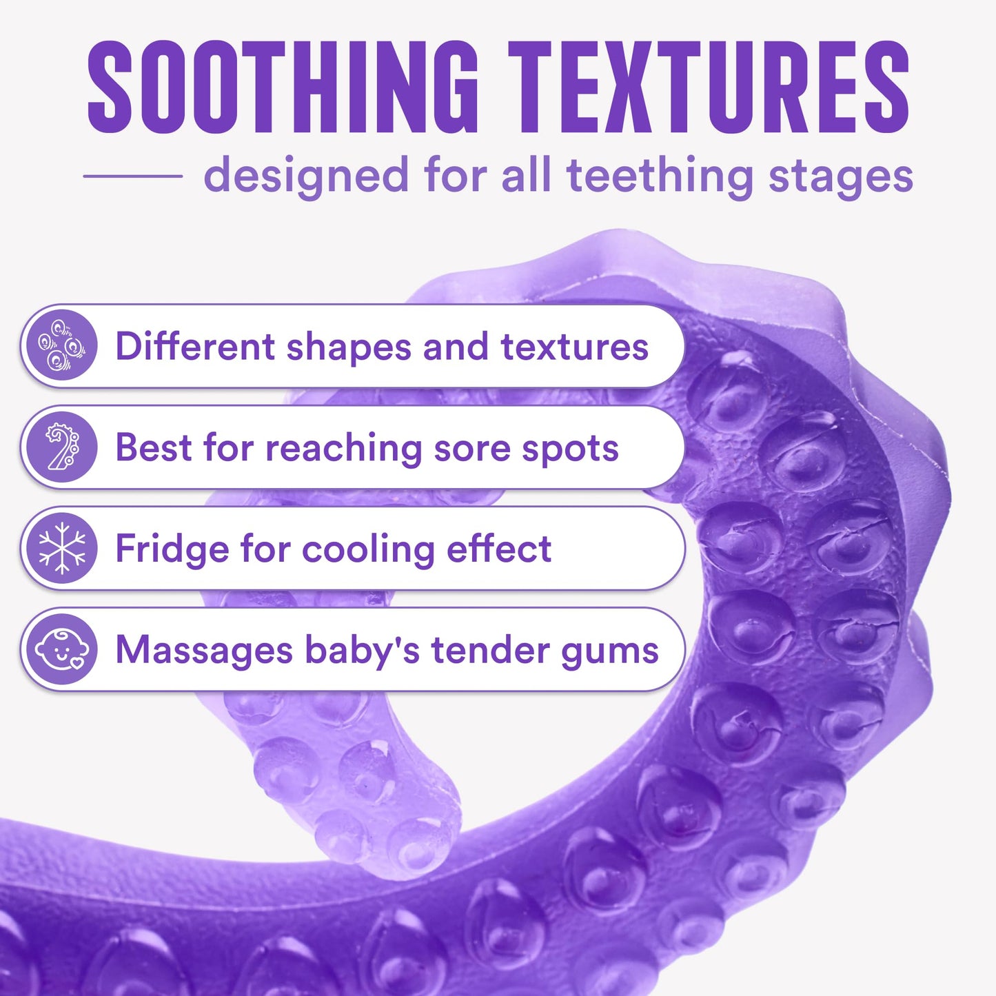 Tentacle Teether – Made in USA Medical Grade Silicone Teether for Infants – Multi-Stage Molar Relief & Interactive Parent-Finger Fit – 0-24 Months
